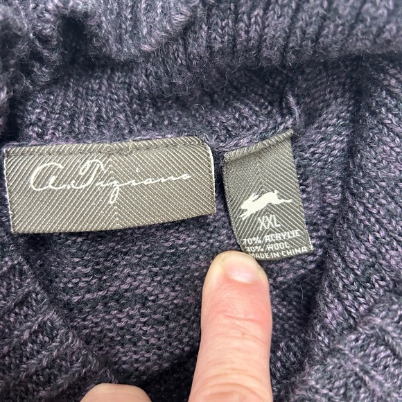 0010 A. Tiziano Long Sleeve Shawl Neck Sweater Size XXL  Gray Purple - Picture 7 of 8